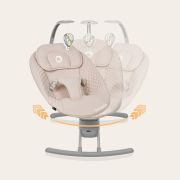 Leagan, Lionelo, Rio, Electric, Cu 3 viteze de leganare, Cu 8 melodii, Cu telecomanda, Cu husa detasabila, Cu perna detasabila, Centura in 3 puncte, Pana la 9 kg, Bej BYNLO-RIO_BEIGE_LATTE