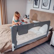 Protectie laterala pat, Lionelo, Hanna, Cu buzunar accesorii, 150x66 cm, Conform cu standardul european de securitate BS7072, Bej BYNLO-HANNA_BEIGE_MELANGE
