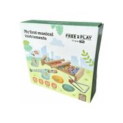 Set instrumente muzicale, Free2Play, 5 in 1, Contine xilofon, Fluier, Din lemn, Conform cu standardul european de securitate EN71/123, 3 ani+, Multicolor BYN80586