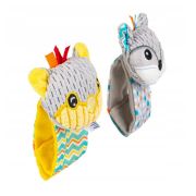 Set jucarii zornaitoare, Balibazoo, Animale, 2 bratari, Inchidere cu velcro, Stimuleaza dezvoltarea senzoriala si tactila, 0 luni+, Multicolor BYN82061