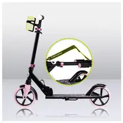Trotineta, Lionelo, Luca, Pentru copii sau adulti, Ultrapliabila, Pana la 100 Kg, Conform cu standardul european de securitate EN14619, Roz BYNLO-LUCA_BLACK_CARBON_PINK