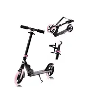 Trotineta, Lionelo, Luca, Pentru copii sau adulti, Ultrapliabila, Pana la 100 Kg, Conform cu standardul european de securitate EN14619, Roz BYNLO-LUCA_BLACK_CARBON_PINK