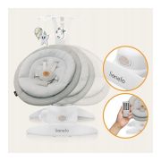Balansoar, Lionelo, Mell, 2 in 1, Rotire 360 grade, Electric, Cu 3 moduri de leganare, Cu 5 trepte de viteza, Cu 3 pozitii de inclinare, Cu timer, 12 melodii si 2 sunete ale naturii, Pana la 9 kg, Bej BYNLO-MELL_BEIGE_SAND