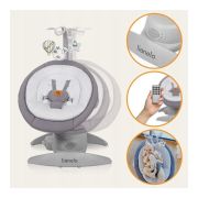 Balansoar, Lionelo, Mell, 2 in 1, Rotire 360 grade, Electric, Cu 3 moduri de leganare, Cu 5 trepte de viteza, Cu 3 pozitii de inclinare, Cu timer, 12 melodii si 2 sunete ale naturii, Pana la 9 kg, Gri BYNLO-MELL_GREY_STONE