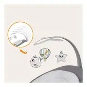 Balansoar, Lionelo, Mell, 2 in 1, Rotire 360 grade, Electric, Cu 3 moduri de leganare, Cu 5 trepte de viteza, Cu 3 pozitii de inclinare, Cu timer, 12 melodii si 2 sunete ale naturii, Pana la 9 kg, Gri BYNLO-MELL_GREY_STONE