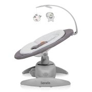 Balansoar, Lionelo, Mell, 2 in 1, Rotire 360 grade, Electric, Cu 3 moduri de leganare, Cu 5 trepte de viteza, Cu 3 pozitii de inclinare, Cu timer, 12 melodii si 2 sunete ale naturii, Pana la 9 kg, Gri BYNLO-MELL_GREY_STONE