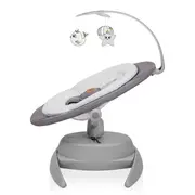 Balansoar, Lionelo, Mell, 2 in 1, Rotire 360 grade, Electric, Cu 3 moduri de leganare, Cu 5 trepte de viteza, Cu 3 pozitii de inclinare, Cu timer, 12 melodii si 2 sunete ale naturii, Pana la 9 kg, Gri BYNLO-MELL_GREY_STONE