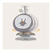 Balansoar, Lionelo, Mell, 2 in 1, Rotire 360 grade, Electric, Cu 3 moduri de leganare, Cu 5 trepte de viteza, Cu 3 pozitii de inclinare, Cu timer, 12 melodii si 2 sunete ale naturii, Pana la 9 kg, Gri BYNLO-MELL_GREY_STONE