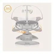 Balansoar, Lionelo, Mell, 2 in 1, Rotire 360 grade, Electric, Cu 3 moduri de leganare, Cu 5 trepte de viteza, Cu 3 pozitii de inclinare, Cu timer, 12 melodii si 2 sunete ale naturii, Pana la 9 kg, Gri BYNLO-MELL_GREY_STONE