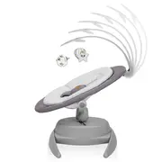 Balansoar, Lionelo, Mell, 2 in 1, Rotire 360 grade, Electric, Cu 3 moduri de leganare, Cu 5 trepte de viteza, Cu 3 pozitii de inclinare, Cu timer, 12 melodii si 2 sunete ale naturii, Pana la 9 kg, Gri BYNLO-MELL_GREY_STONE