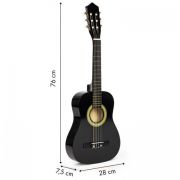 Chitara din lemn pentru copii cu 6 corzi ecotoys hx18022-30, 76 x 28 cm - negru edeedihx18022-30dark