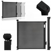 Poarta de siguranta, Lionelo, Thea, Cu suruburi, Textila, Retractabila, Mecanism dublu de blocare, Montaj universal, 80x140 cm, Conform cu standardul european de securitate EN1930, Negru BYNLO-THEA_BLACK_ONYX