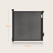 Poarta de siguranta, Lionelo, Thea, Cu suruburi, Textila, Retractabila, Mecanism dublu de blocare, Montaj universal, 80x140 cm, Conform cu standardul european de securitate EN1930, Negru BYNLO-THEA_BLACK_ONYX
