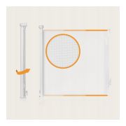 Poarta de siguranta, Lionelo, Thea, Textila, Ofera vizibilitate, Retractabila, Mecanism dublu de blocare, Montaj universal, 80x140 cm, Conform cu standardul european de securitate EN1930, Alb BYNLO-THEA_WHITE_NATURAL