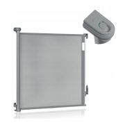 Poarta de siguranta, Lionelo, Thea, Textila, Ofera vizibilitate, Retractabila, Mecanism dublu de blocare, Montaj universal, 80x140 cm, Conform cu standardul european de securitate EN1930, Gri BYNLO-THEA_GREY_CONRETE