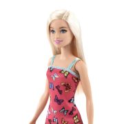 BARBIE PAPUSA CLASICA BLONDA CU ROCHITA ROZ CU IMPRIMEU CU FLUTURI VIVMTT7439_HBV05