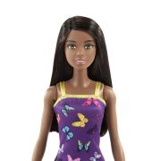 BARBIE PAPUSA CLASICA BRUNETA CU ROCHITA MOV CU IMPRIMEU CU FLUTURI VIVMTT7439_HBV07