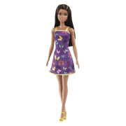 BARBIE PAPUSA CLASICA BRUNETA CU ROCHITA MOV CU IMPRIMEU CU FLUTURI VIVMTT7439_HBV07