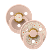 Bibs - set 2 suzete colour studio collection flower latex, tetina rotunda, 0 luni+-blush bbb11017103
