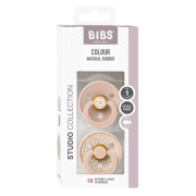 Bibs - set 2 suzete colour studio collection flower latex, tetina rotunda, 0 luni+-blush bbb11017103