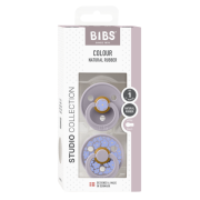 Bibs - set 2 suzete colour studio collection flower latex, tetina rotunda, 0 luni+-fossil grey bbb11017102