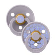 Bibs - set 2 suzete colour studio collection flower latex, tetina rotunda, 0 luni+-fossil grey bbb11017102