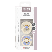 Bibs - set 2 suzete colour studio collection flower latex, tetina rotunda, 0 luni+-ivory bbb11017101