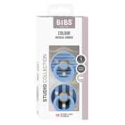 Bibs - set 2 suzete colour studio collection stripe latex, tetina rotunda, 0 luni+-sky blue bbb11015101