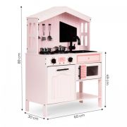 Bucatarie din lemn cu accesorii ecotoys plk563 - roz edeediplk563p