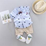 Costum bebelusi cu pantalonasi si camasuta bleu - Coronite LIHQ317-3