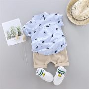 Costum bebelusi cu pantalonasi si camasuta bleu - Coronite LIHQ317-3