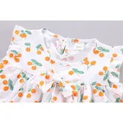 Costumas pentru fetite cu bluzita cu cirese portocalii LIHQ374-11