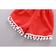 Costumas pentru fetite cu bluzita cu cirese portocalii LIHQ374-11