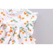 Costumas pentru fetite cu bluzita cu cirese portocalii LIHQ374-11