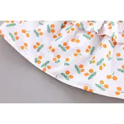 Costumas pentru fetite cu bluzita cu cirese portocalii LIHQ374-11