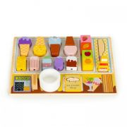 Jucarie interactiva din lemn sub forma de magazin cu inghetata, 27 elemente, ecotoys tl91084 edeeditl91084
