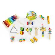 Set cu instrumente muzicale pentru copii din lemn, 14 instrumente, ecotoys esc-w-0243c edeediesc-w-0243c