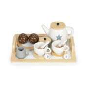 Set din lemn pentru a servi ceaiul, 17 elemente, ecotoys w10b318 edeediw10b318