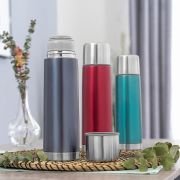 Sticla termos din otel inoxidabil vidat cu capac Colour, 450 ml, gri, Reer 90501