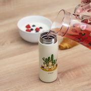 Sticla de baut cu pai din silicon pentru copii, din otel inoxidabil, 350ml, alb-crem, Reer 90100