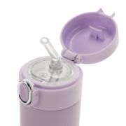 Sticla de baut cu pai din silicon pentru copii, din otel inoxidabil, 350ml, violet, Reer 90104