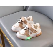 Adidasi crem cu alb cu luminite - Panda MD8001-3-c