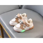 Adidasi crem cu alb cu luminite - Panda MD8001-3-c