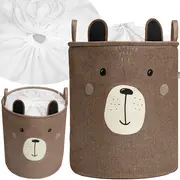 Cos Pliabil Pentru Depozitare Jucarii cu Snur pentru Inchidere, PREMIUM XL, 63 l, Impermeabil, SIPO, Brown Bear EKDXB05