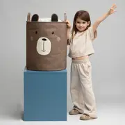 Cos Pliabil Pentru Depozitare Jucarii cu Snur pentru Inchidere, PREMIUM XL, 63 l, Impermeabil, SIPO, Brown Bear EKDXB05