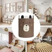 Cos Pliabil Pentru Depozitare Jucarii cu Snur pentru Inchidere, PREMIUM XL, 63 l, Impermeabil, SIPO, Brown Bear EKDXB05