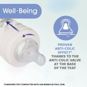 Biberon Chicco WellBeing PP, tetina s., flux mediu, 250ml, orange, 2luni+ CHC2862331-7