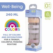 Biberon sticla Chicco WellBeing, tetina s., flux mediu, 240ml, unisex, 0luni+ CHC2872131-7