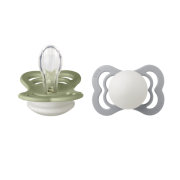 Bibs - set 2 suzete supreme fosforescente glow silicon, tetina simetrica, 0 luni + bbbsetsupremesiliconeglow1