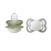 Bibs - set 2 suzete supreme fosforescente glow silicon, tetina simetrica, 0 luni +-sage/cloud bbb160356